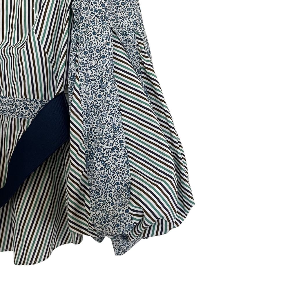 Silvia Tcherassi Celestia Belted Puff Sleeve Striped White Blue Blouse Size M - Picture 9 of 16